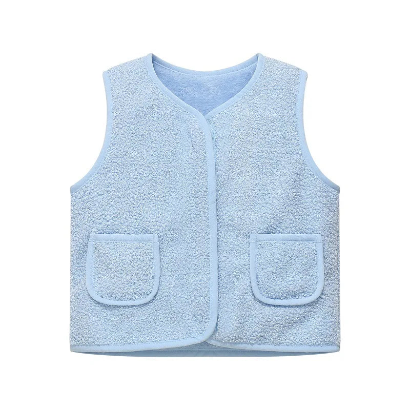 Autumn Winter Kid Vest Fur Baby Girl Boy Clothes Fleece Vests Zipper Coat Jacket Sleeveless Children Snow Outfits Waistcoat Warm