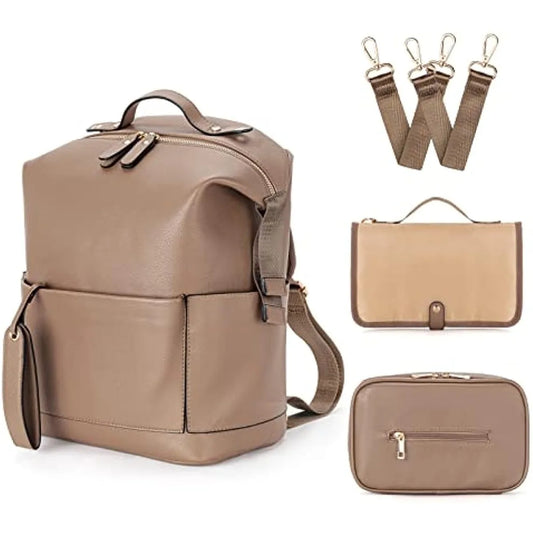 Infant & Baby PU Leather Diaper Bag – Nursing & Travel Friendly