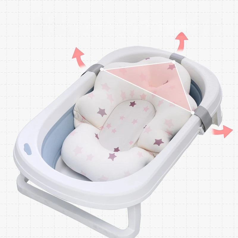 Universal Baby Bath Seat Pad Newborn Floating Recliner for Tub 2-in-1 Sit Lie Support Mat for Baby Breathable Mesh Wash Cradle
