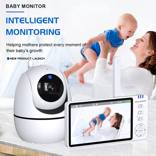 5'' IPS Video Baby Monitor with Pan Tilt Camera 3500mAh Battery Two Way Audio Intercom Auto Night Vision Kids Security Camera