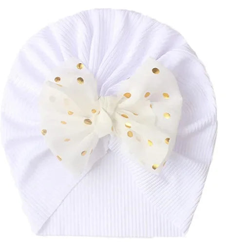 Cute Bow Baby Turban Hat Soft Elastic Beanie for Newborn Girls Summer