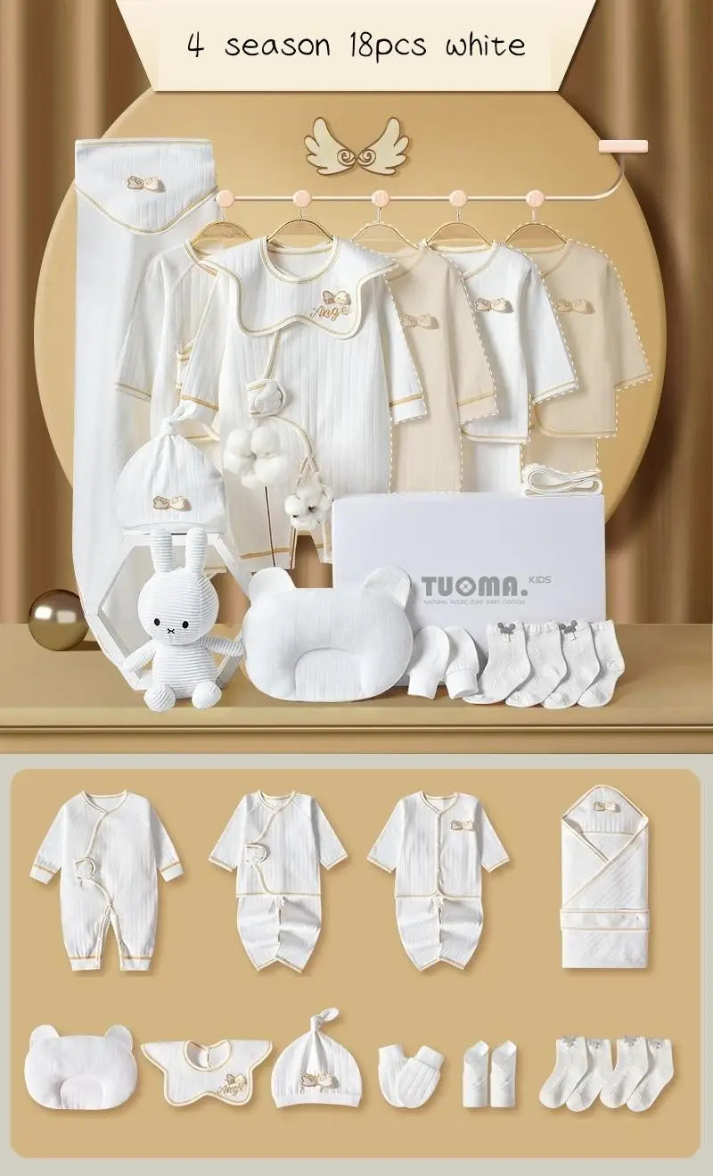 16/18/19/21/22pcs Newborn Clothes Set Angel Wing Baby Clothing Suit Pure Cotton 0-1Y Kids Unisex Infants Underwear Set No Box
