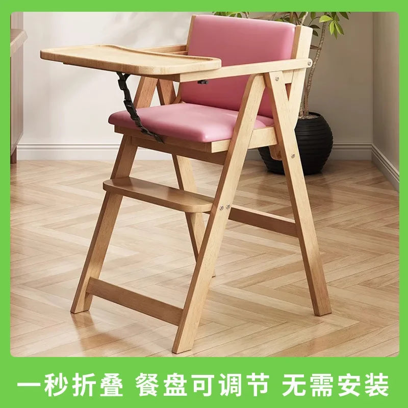 Safe Folding Dining Chair Portable Wooden Baby Feeding Highchair for Travel Hotel Home Equipped with Seat Belts kids chair עגלות