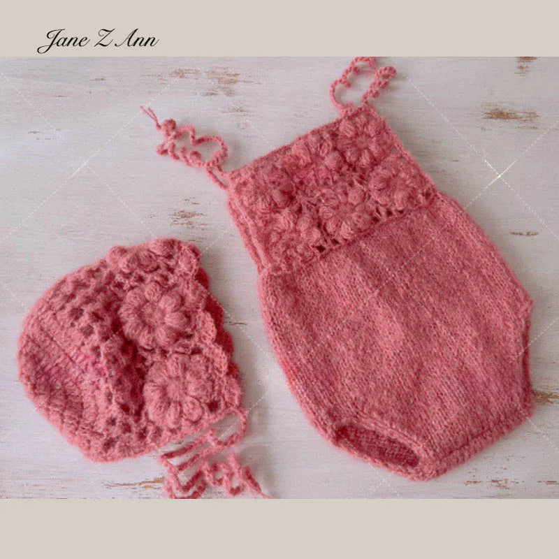 New-born Crochet Hat & Onesie Set – Handmade Photo Shoot Outfit