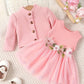 Baby Girl Dress Set 0–24M – Pink Petal Suspender Coat for Spring/Autumn