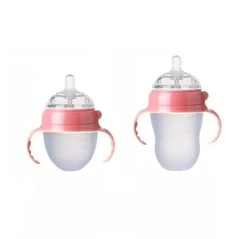 Silicone Nano Feeding Bottles Baby Bottle with Handle for Baby Weaning Anti-Choking Nipple Bottle for Baby 0-9 Month 150ML/250ML