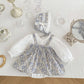 Autumn Baby Girl Outfit – Small Floral Princess Fake Two-Piece Triangle Set (0–3Y)