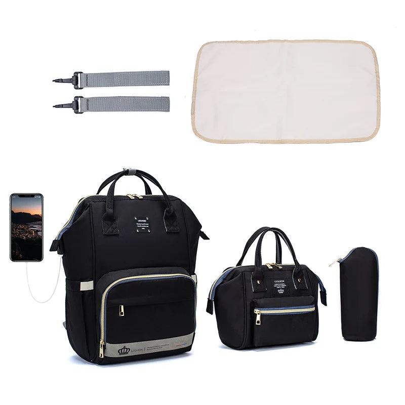 LEQUEEN 5-Piece Diaper Bag Set