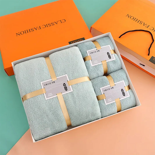 Coral Fleece Bath Towel Gift Box Bath Towel Three-piece Set Gift Opening Event Souvenir Towel Set