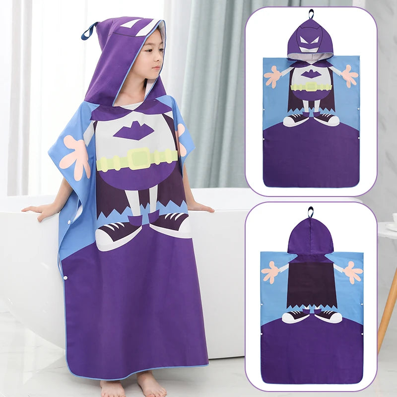 Kids Beach Poncho Towels Quick-Dry Absorbent for Baby Shower, Children's Hooded Bathrobe for Boys Girls Wearable Swim Bath Towel