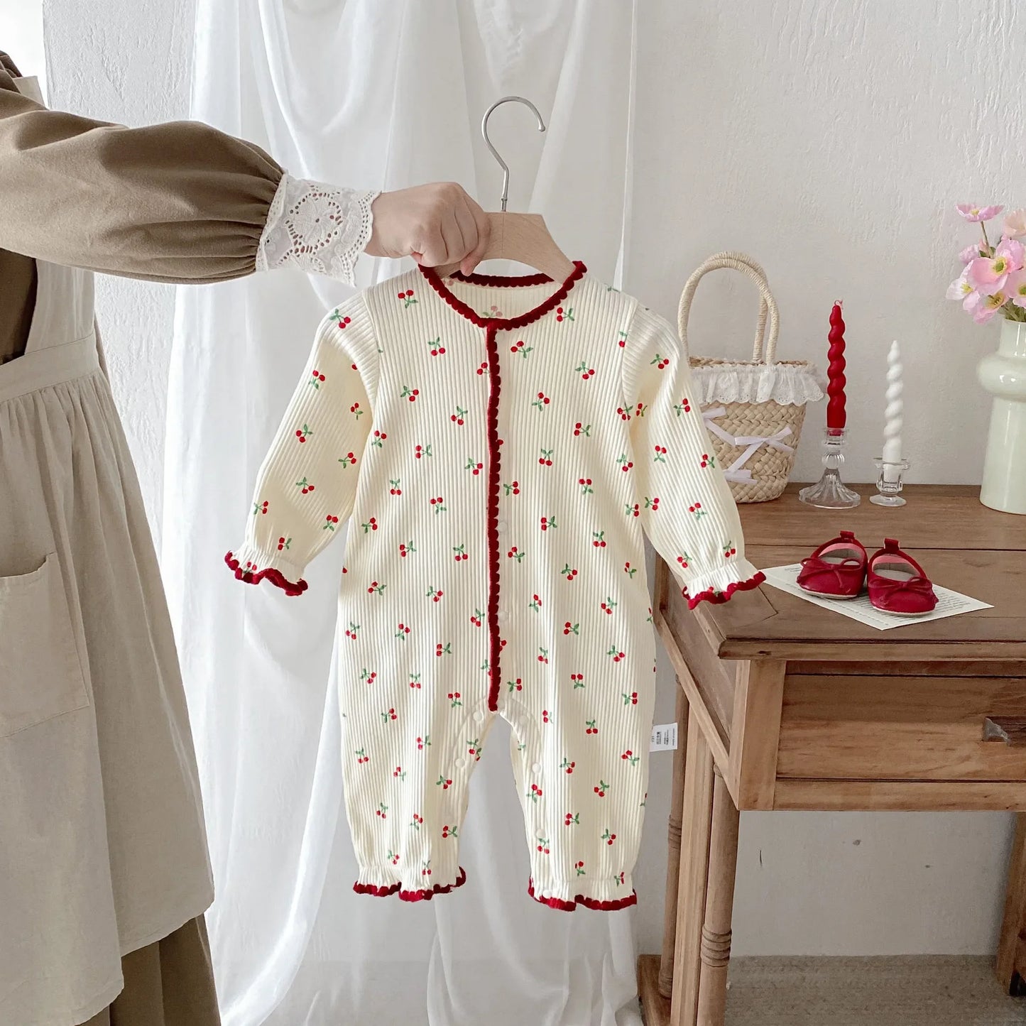 Cute Cherry Romper for Baby Girls