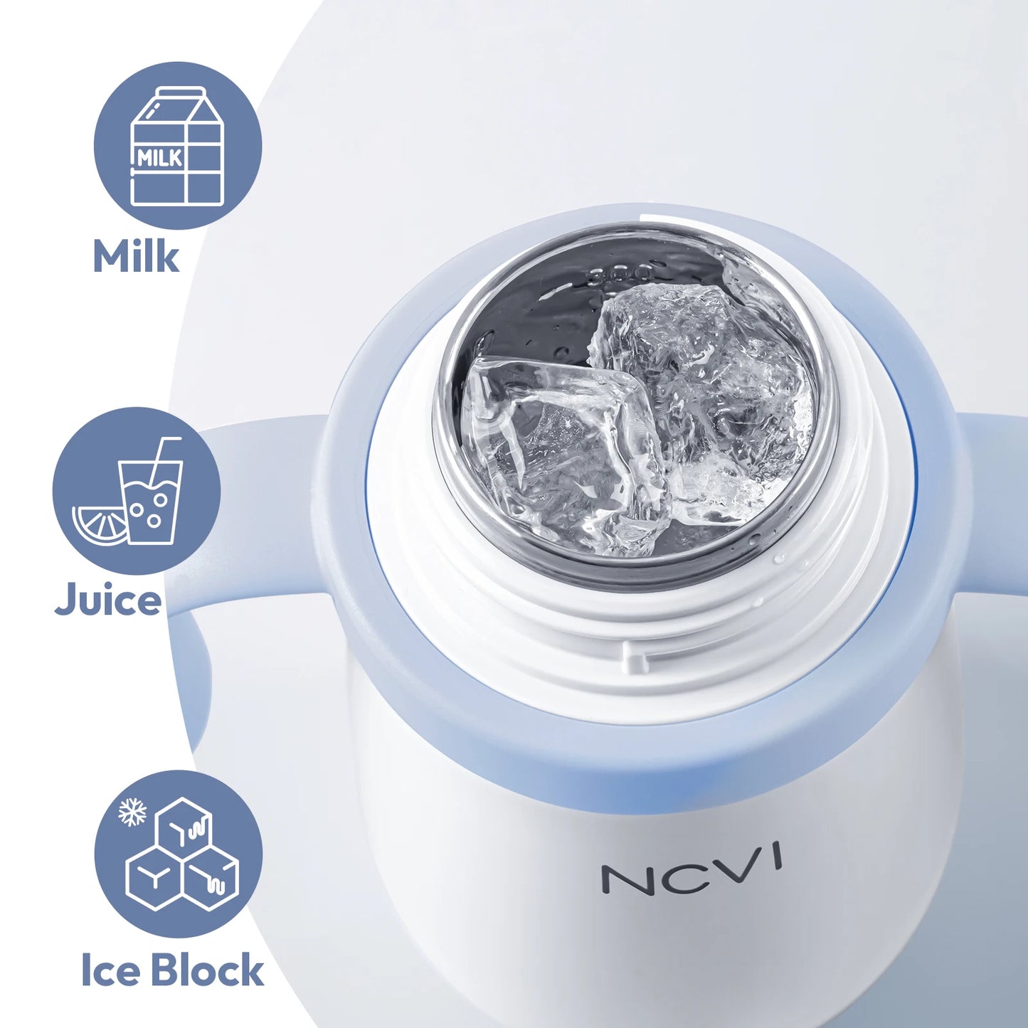 NCVI Kids Stainless Steel Straw Cup for Toddler 1-3 Years Old, Blue 10floz, BPA-Free, Easy to Clean, Adjustable Shoulder Strap