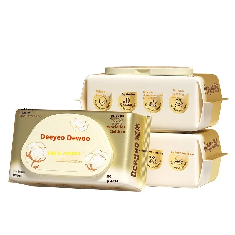Deeyou Baby Cotton Wipes Paper Newborn Hand and Mouth Special Fart Baby Young Children Wet Wipes Household Affordable Package