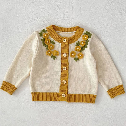 New autumn baby clothing, 0-3 year old girls, three-dimensional crochet knitted jacket