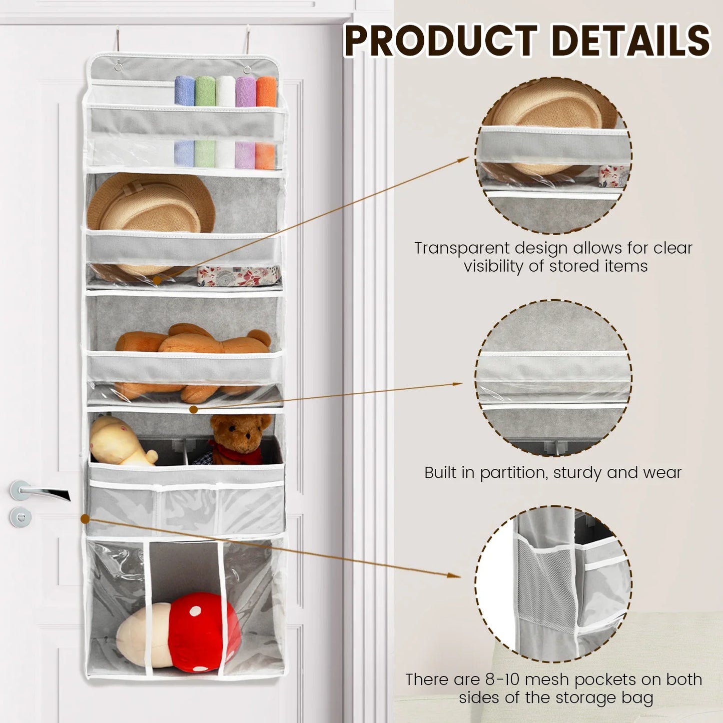 Door Hanging Storage Organizer Over Door Pockets Organizer Set Versatile Hanging Organizer Storage for Home Baby Essentials Toy