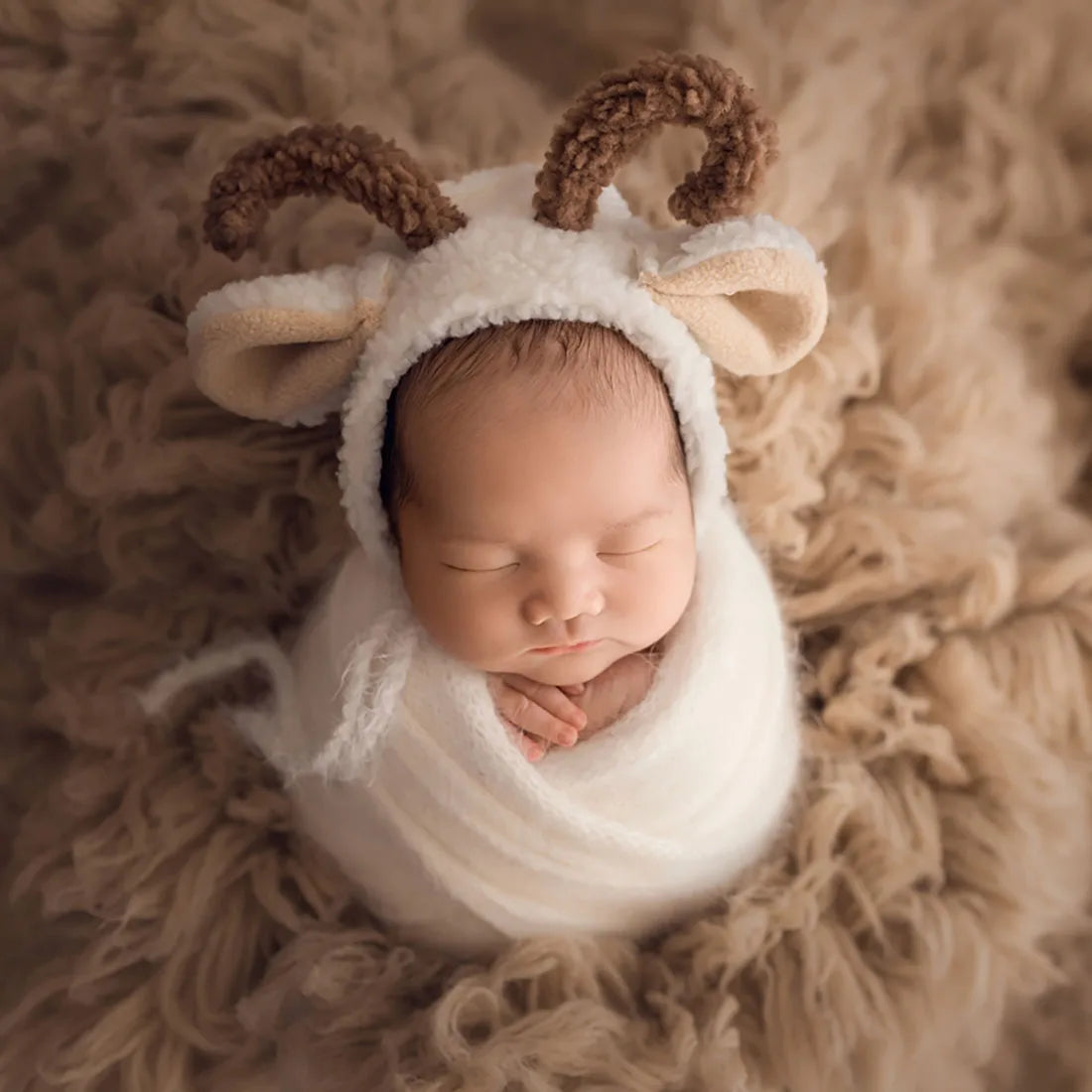 Cute Fox Flower Bonnet Newborn Wool Felt Photo Prop