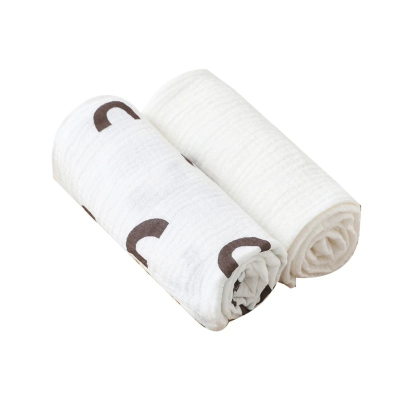 2pcs/set Cotton Swaddle Blanket Baby Blanket Floral Print Muslin Diaper Swaddle New Born Crinkle Fabric Baby Born Stroller Cover
