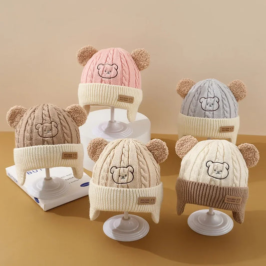 Cute Bear Knit Hat – Warm Baby Winter Cap