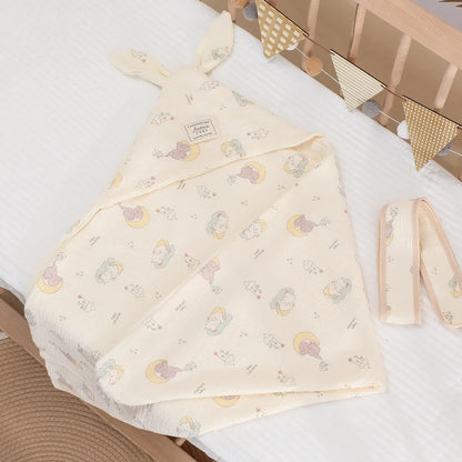 4-Layer 100% Cotton Gauze Newborn Swaddle Blanket Cute Cartoon Baby Swaddling Wrap Breathable Receiving Blanket for Hospital