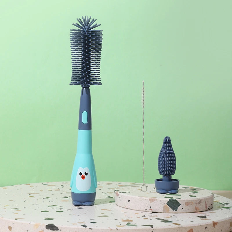 Silicone Baby Bottle Brush Set | Soft Head Cup & Pacifier Cleaners