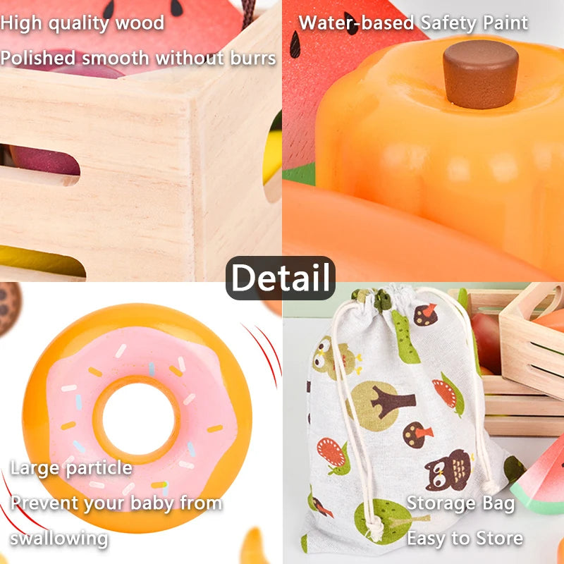 Wooden Dessert & Food Playset – Montessori Fun!