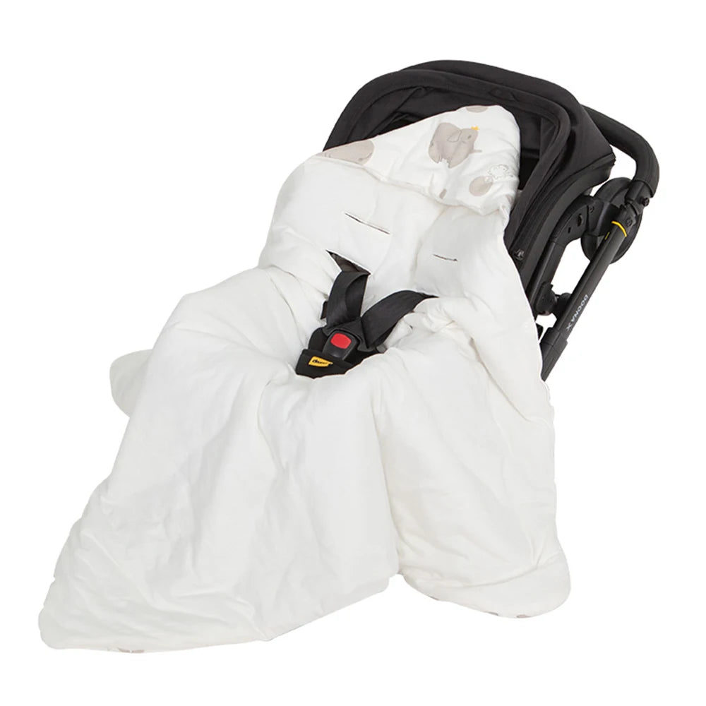 Newborn Baby Blanket With Windproof Hooded In Infant Car Seat Warm For Newborn Hospital Discharge Grey Elephant 0-6 Months