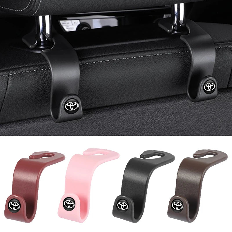 Car Logo Seat Hook Multi-function Seatback Storage Hanger Accessories For Toyota Gazoo Racing Crown Corolla YARIS L Auris Hilux