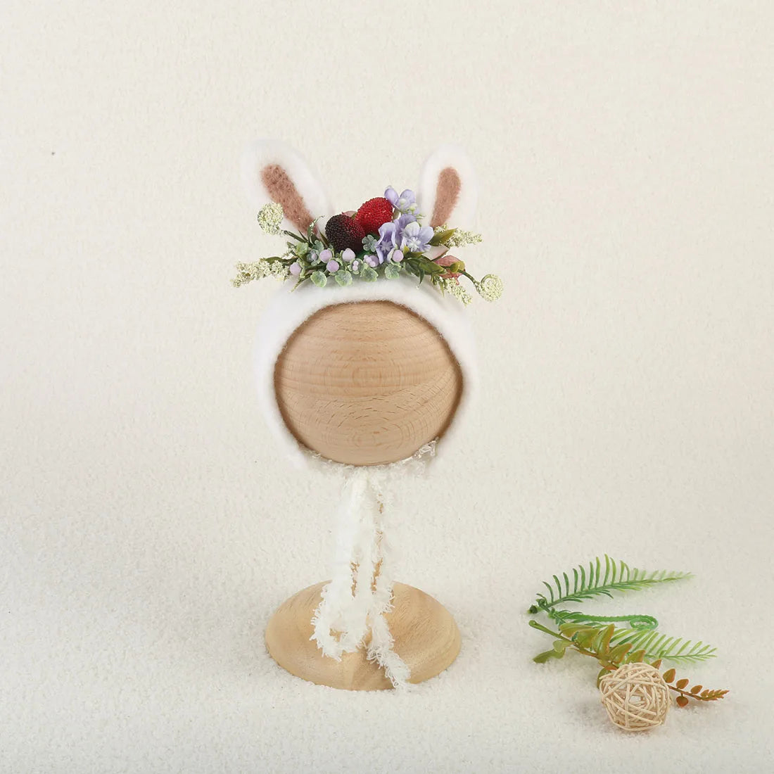 Cute Fox Flower Bonnet Newborn Wool Felt Photo Prop