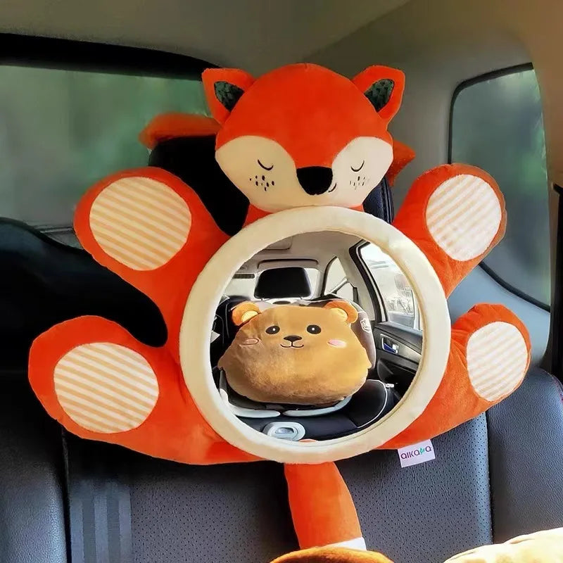 1PCS Easy View Baby Car Mirror, Safety Car Seat Cartoon doll Mirror for Rear Facing Infant, Wide Crystal Clear View,Shatterproof