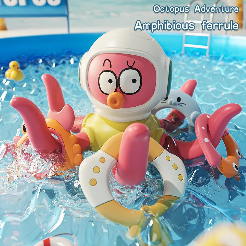 Octopus ring water play toy, baby bath floating throw ring octopus water play toy, bathroom concentration and intelligence toy