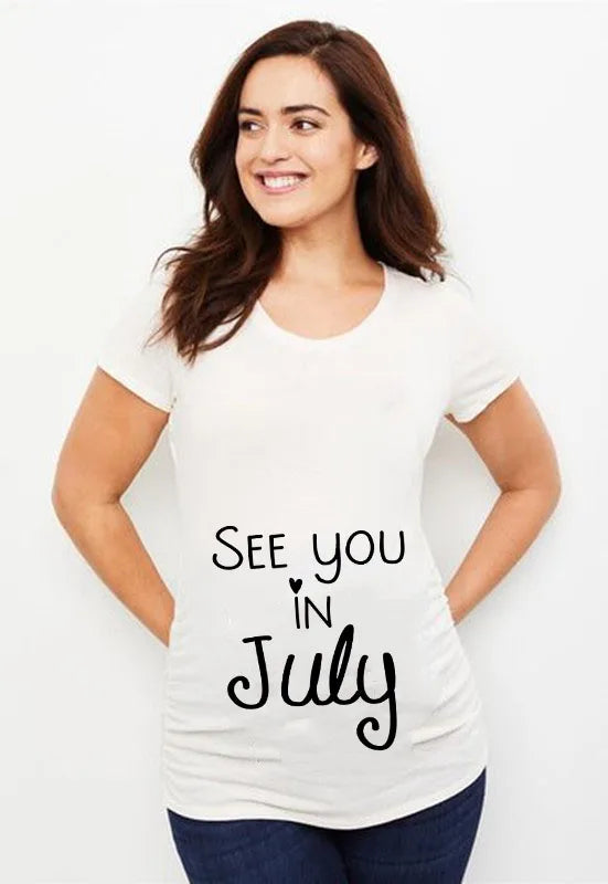 See You In May Print Announcement Pregnant T Shirt Maternity Short Sleeve T-shirt Pregnancy  Shirt New Mom Tshirts Clothes Tops
