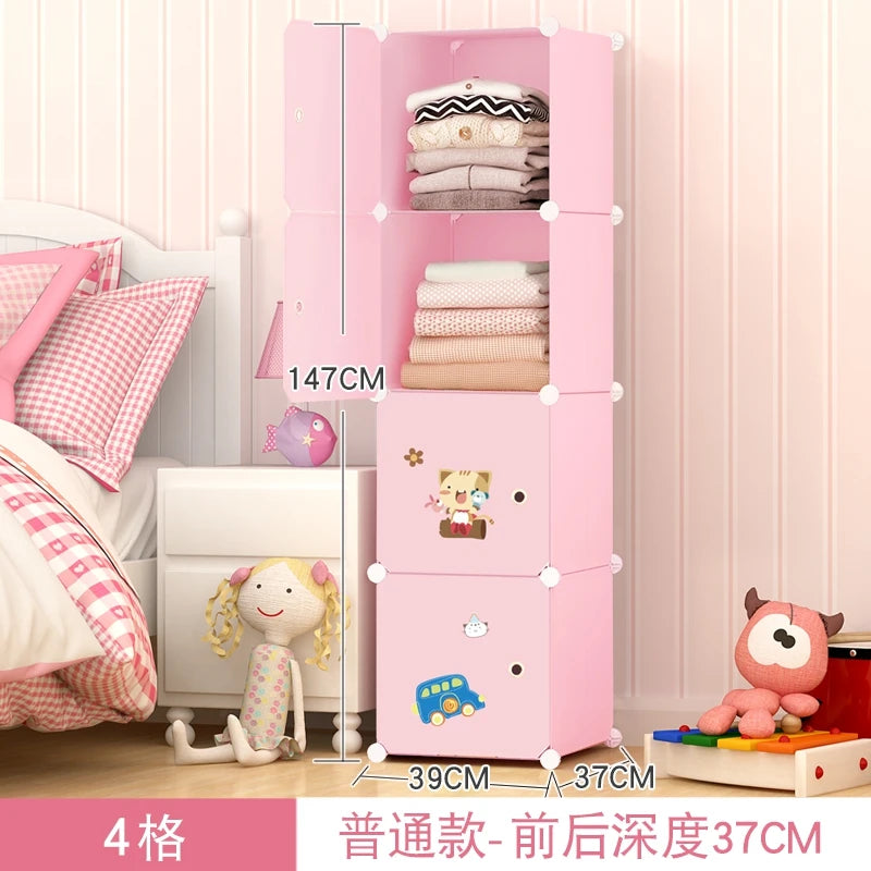 Kids Plastic Closet Storage Clothes Organizer Shelf Modern Minimalist Bedroom Baby Wardrobe Cheap Small Muebles Home Furniture