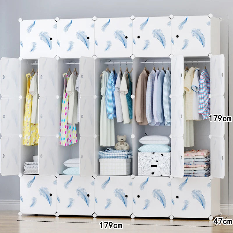 Minimalist Modern Closet Plastic Cube Fabric Storage Baby Open Clothes Wardrobe Nordic Bedroom Guarda Roupa Furniture For Room