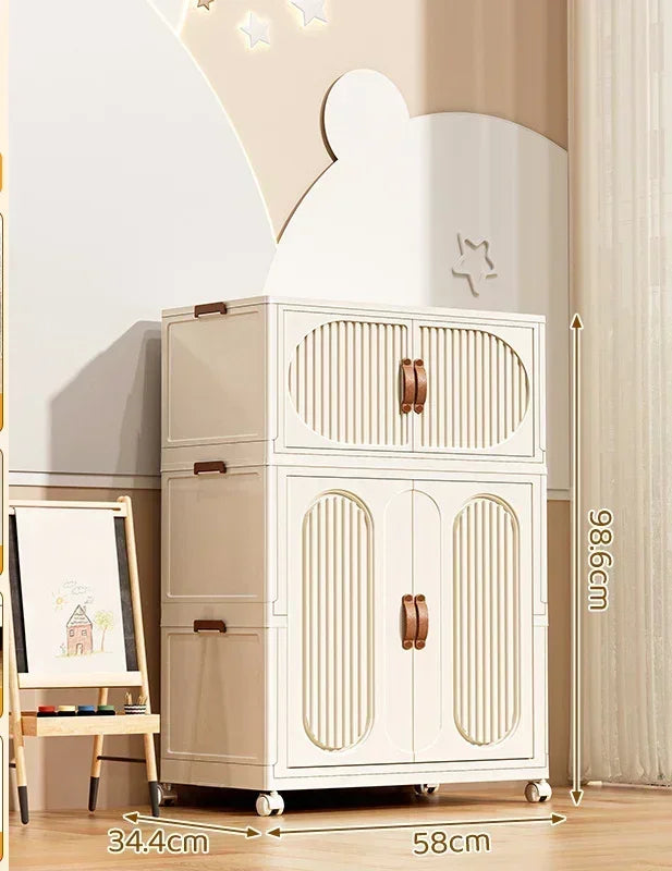 Children's Wardrobe Bedroom Closet Cabinet Baby Storage Box Toy Clothes Organizer Locker Folding Sorting Partition Wardrobe