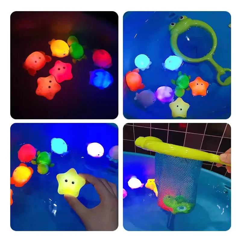 9pcs Floating Light Up Animal Bath Toy Safe PVC Material For Children 3-5 Years Old Perfect For Pools 195F