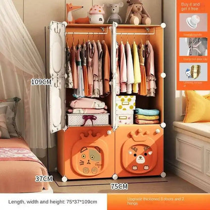 Home Bedroom Furniture Folding Wardrobe Clothes Cabinets Simple Dressers Cube Storage Locker Baby Closet Plastic Collapsible