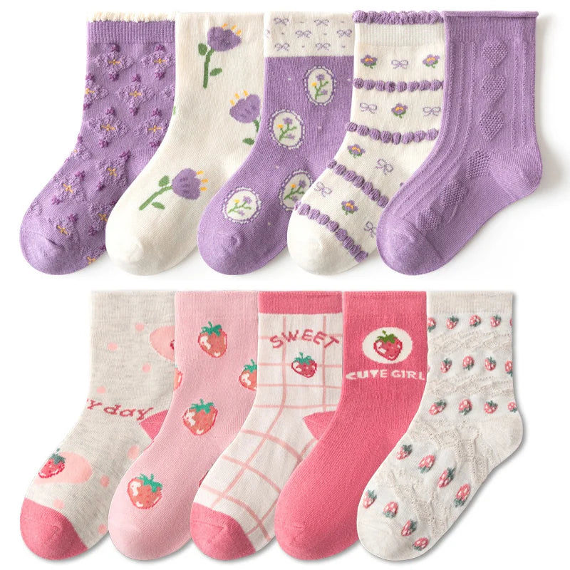 Chaussettes en coton à motifs de dessins animés pour filles