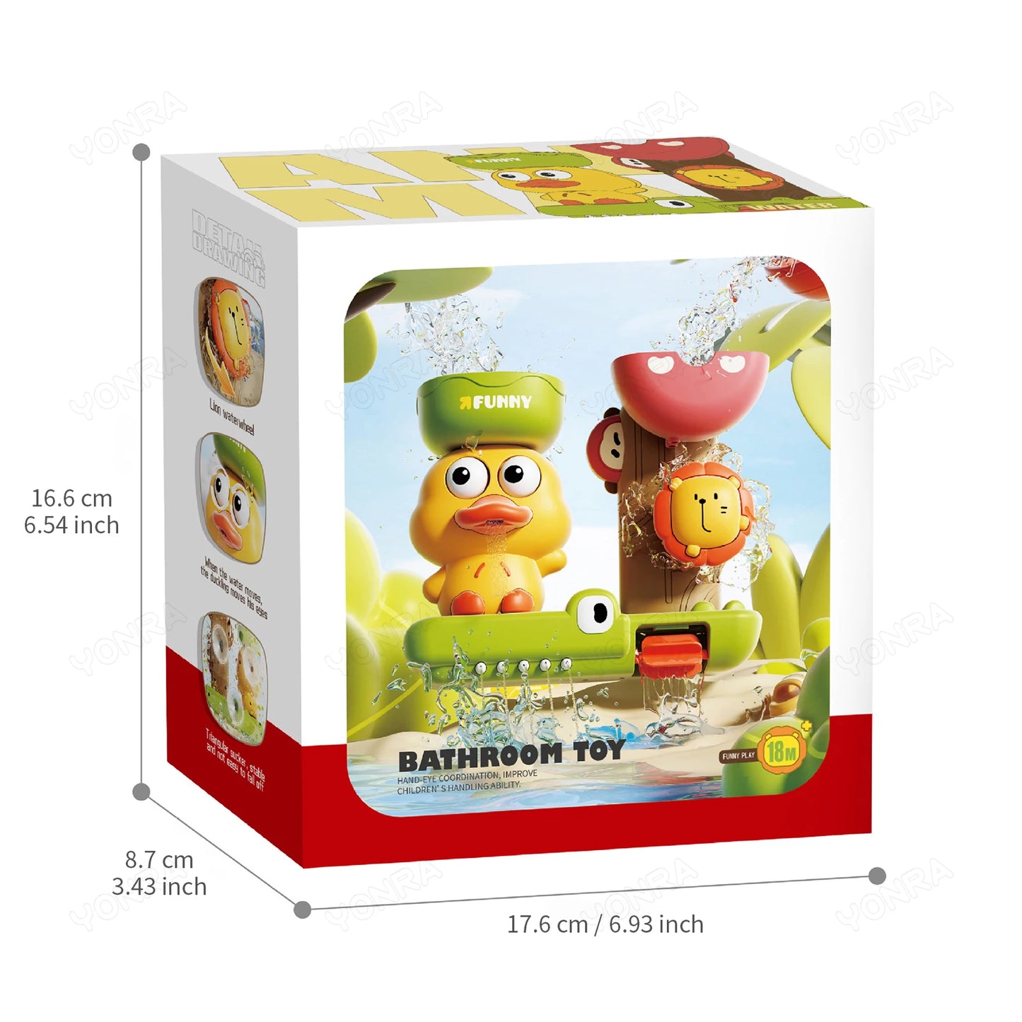 Baby Bath Toy Cute duck shape With suction cup Bathtub Toy Set for Kids BPA Free Kids Shower Toddlers Boys Girls Birthday Gifts
