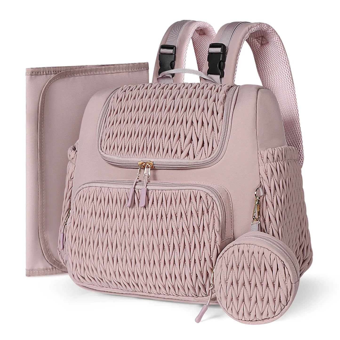 Mauve Mist Diaper Backpack – Nappy Bag with Changing Pad & Stroller Straps