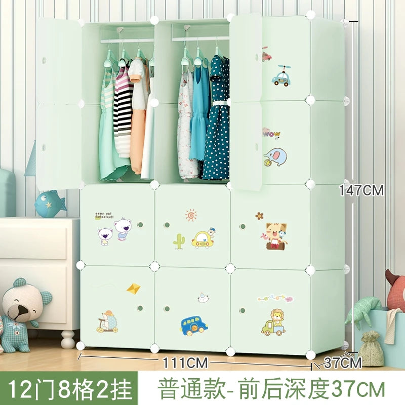 Kids Plastic Closet Storage Clothes Organizer Shelf Modern Minimalist Bedroom Baby Wardrobe Cheap Small Muebles Home Furniture