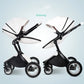 Baby stroller 2 in 1, Luxury PU leather Newborn Carriage,High Quality Landscape two way trolley car, baby Pushchair shell pram