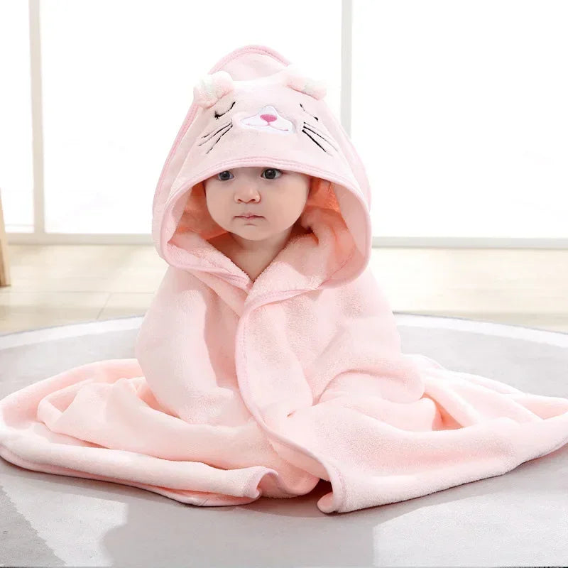 Towels Newborn Cartoon Animal Baby Bath Soft Hooded Towel Blanket Toddler Bathrobe Warm Sleeping Swaddle Wrap for Boys Girls