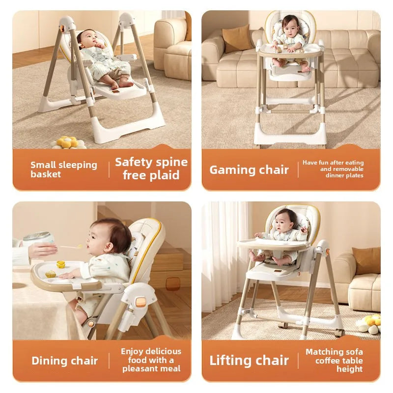 Foldable Baby High Chair Multifunctional Portable Feeding Seat for Toddlers Suitable for Home Use and Learning to Sit kids chair