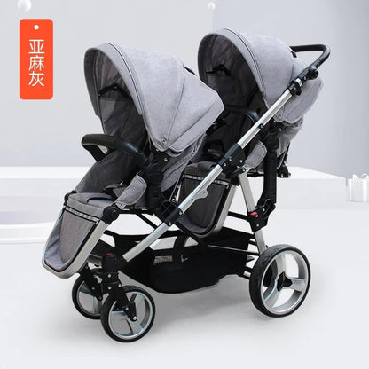 Twin Stroller Foldable Stroller High View Stroller Sit or Lie Down Double Multifunction Trolley Baby Products Strollers Trolleys