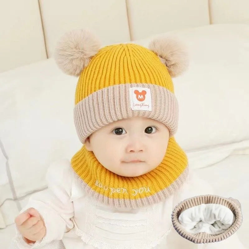 Baby Bear Knit Hat & Scarf Set – Warm Winter Beanie for Boys & Girls
