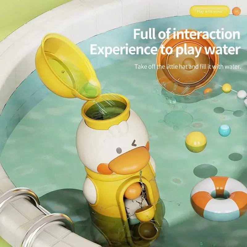Bath Bathtub Toys for Toddlers Duck Rotatable Waterwheel Bathroom Strong Suckers Water Scoop Fun Bath Toys Kids Gifts