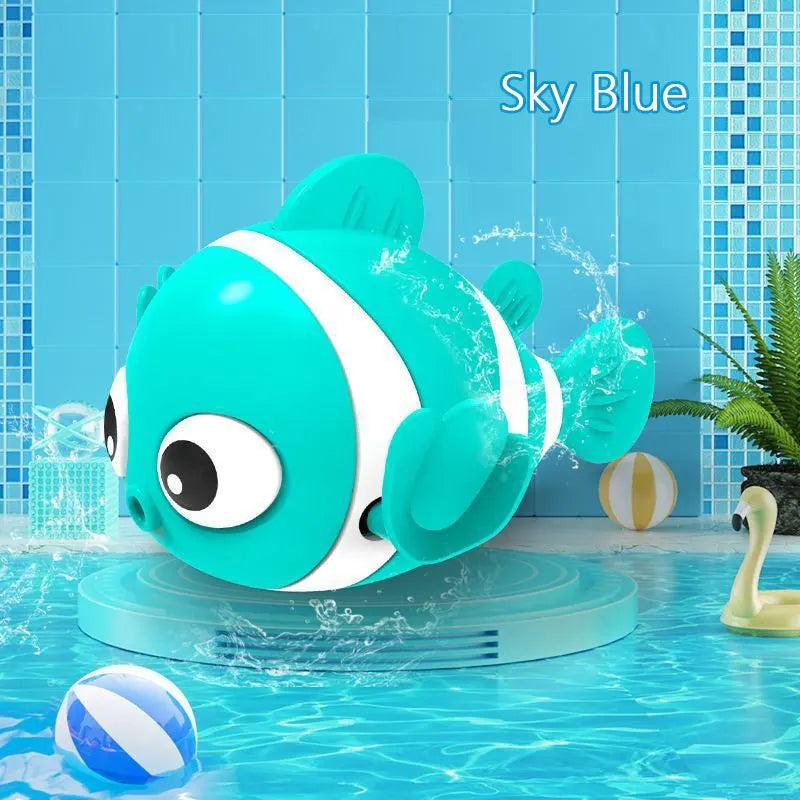 Summer Kids Bath Toys Clockwork Clownfish & Dolphins Swimming Water Play Set Classic Beach Fun Educational Toy for Baby Children