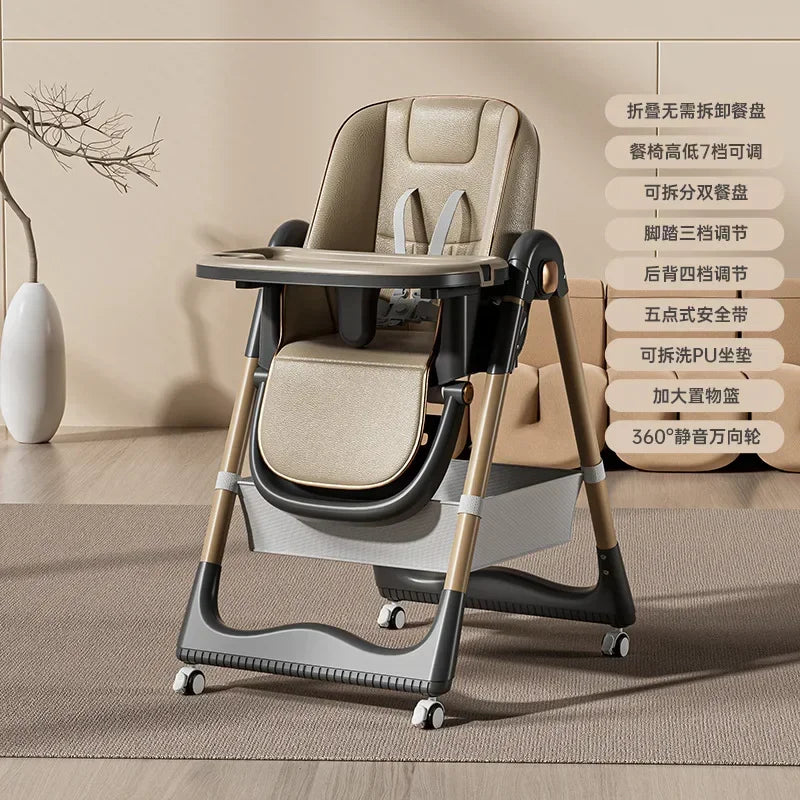 Household Baby Highchair Multifunctional Children's Dining Chair Baby Eating Foldable Seat