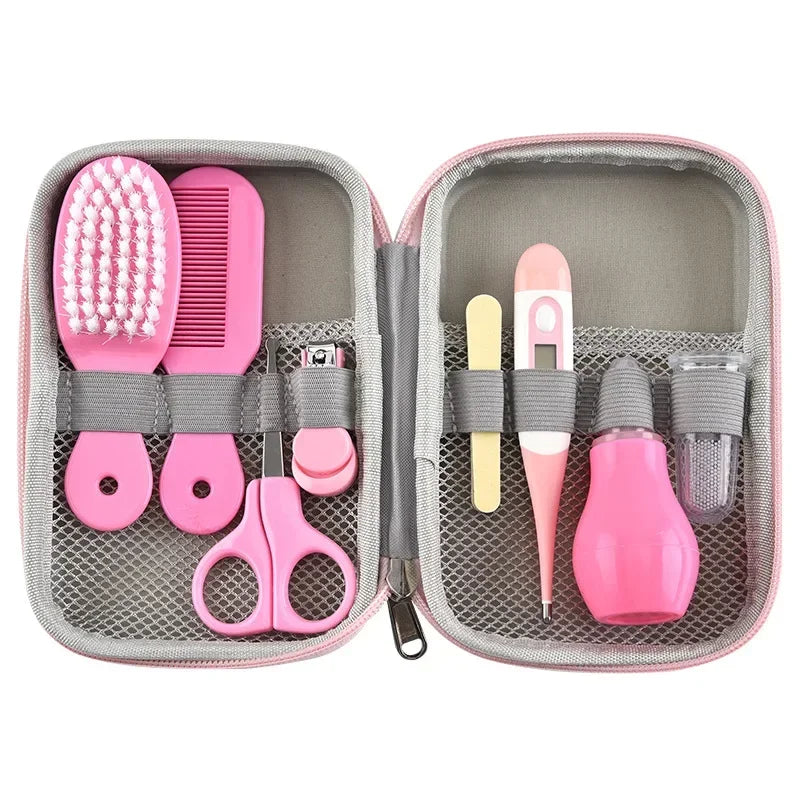 Baby nasal inhaler Nail scissors cartoon set Daily cleaning Supplies Care bag Baby Care EVA bag 8-piece set