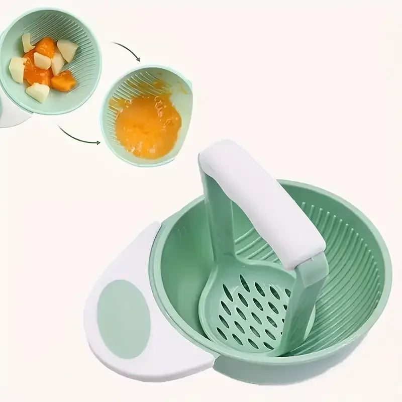 1pc Polypropylene Manual Food Grinder, Fruit Puree Grinding Tool with Anti-Slip Bowl and Screen, Uncharged,